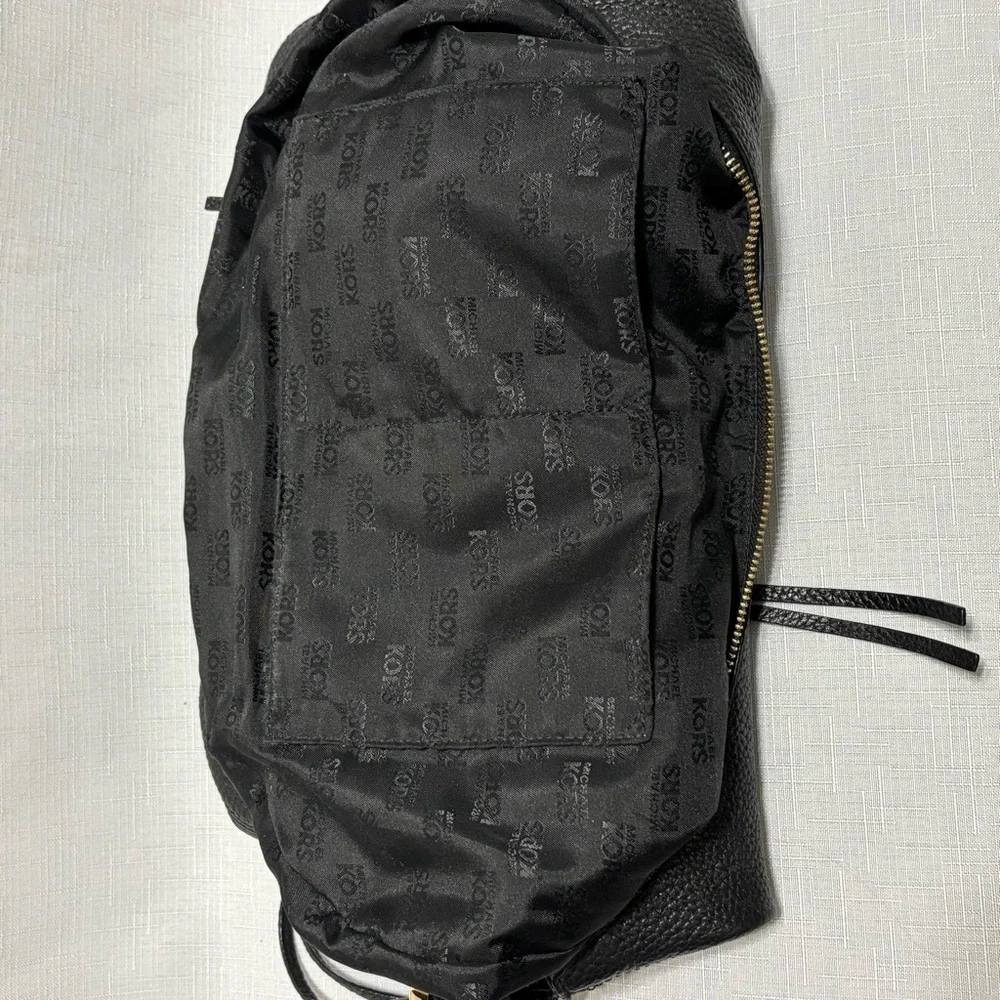 Michael Kors Black Leather Hobo Bag with Gold Accents - Picture 10 of 15